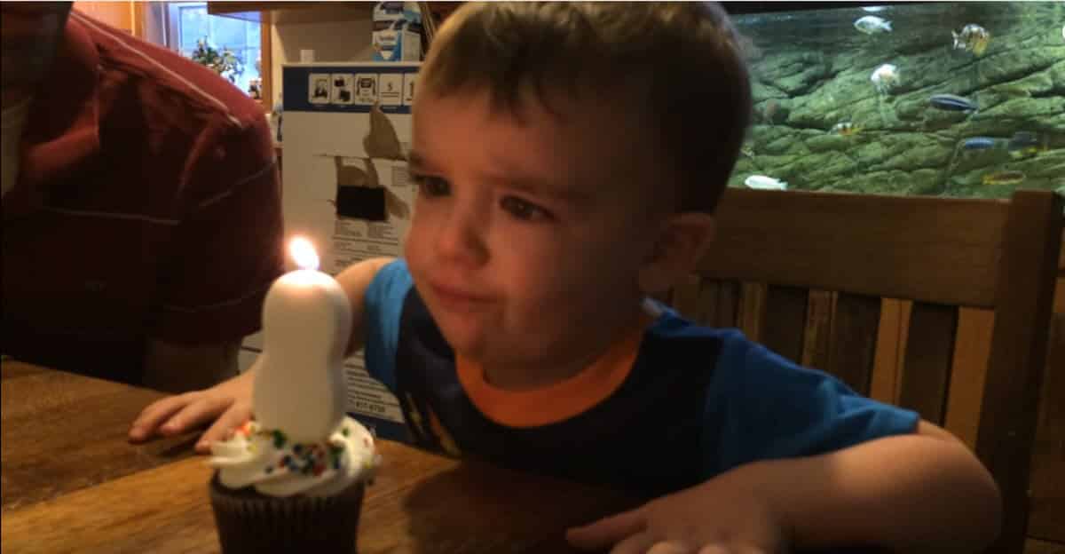 Cute Toddler Can’t Blow Out His Birthday Candle So His Clever Dad