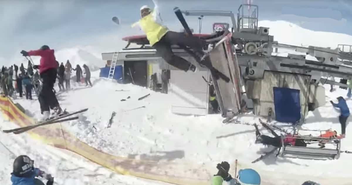 Tragic Accident Shows People Violently Thrown After Ski Lift Spins Out